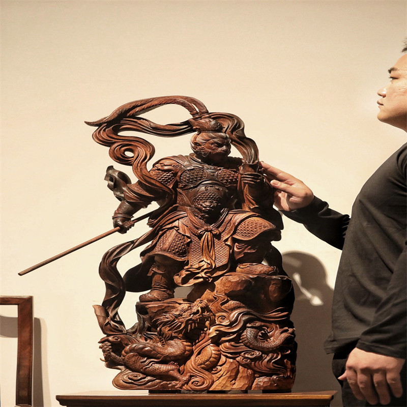 海南黄花梨大圣孙悟空摆件整料纯手工清刀工艺制像文玩收藏品送礼