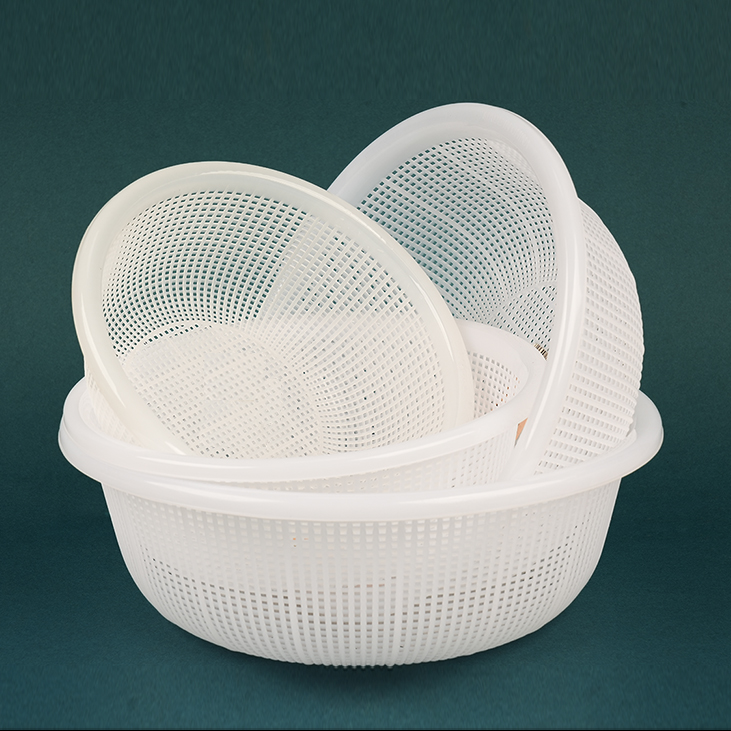 3个装包邮套装熟胶圆形密眼漏盆沥水篮子塑料厨房洗菜过滤筐商用