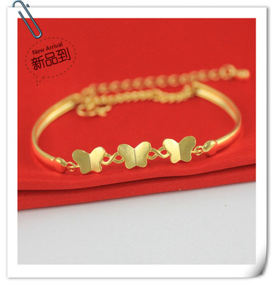 女士水滴蝴蝶沙金手镯延长链