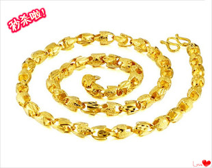 越南沙金项链 镀24K黄金男士磨砂布纹精品麦穗灯笼 仿真黄金项链