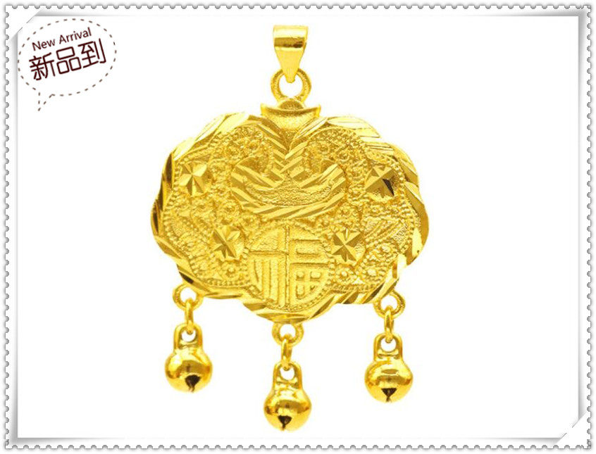 越南沙金吊坠  镀24K黄金2020新款儿童吉祥如意长命锁 宝宝锁吊牌