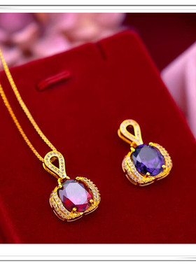 苹果越南沙金锆石微镶吊坠盒子链