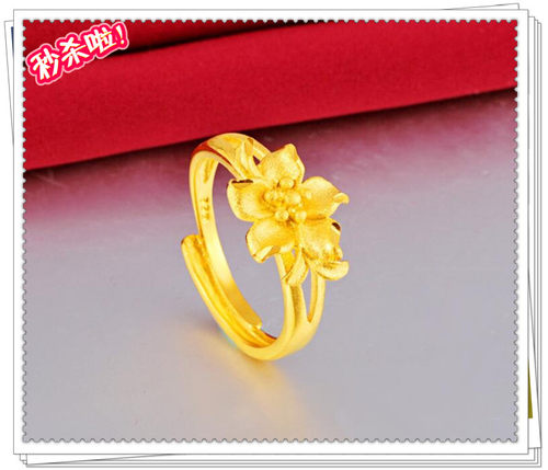 越南沙金女士活口花朵戒指