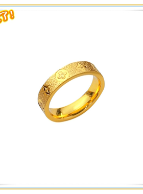 镀24K金闭口四叶草情侣对戒