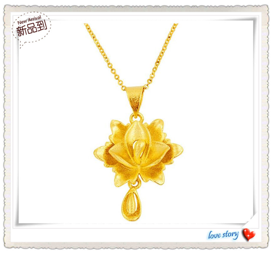 越南沙金项链  镀24K黄金新款女士精品时尚玫瑰花吊坠配链子