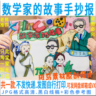E197数学家的故事手抄报模板华罗庚陈景润高斯数学家电子小报手绘