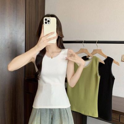 冬季新款蕾丝花边保暖吊带背心女加绒加厚大码一体绒修身内搭上衣