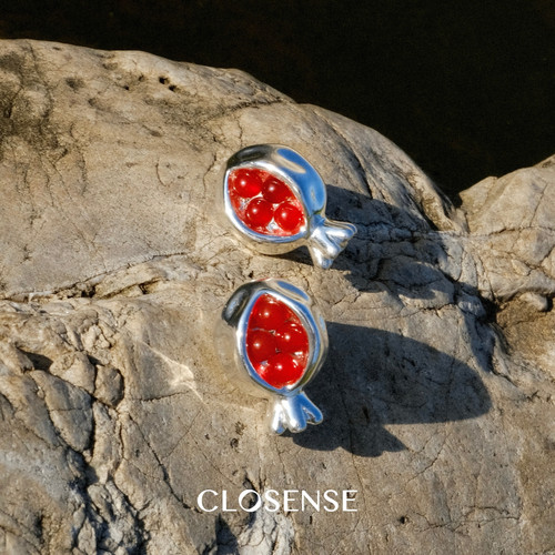 CLOSENSE『石榴粒粒』原创设计水果系列耳钉红玛瑙无耳洞耳夹春夏