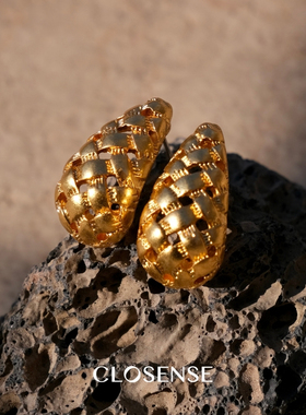 CLOSENSE『蜉蝣』原创设计师镂空C圈耳饰 素金高级欧美风耳钉耳夹