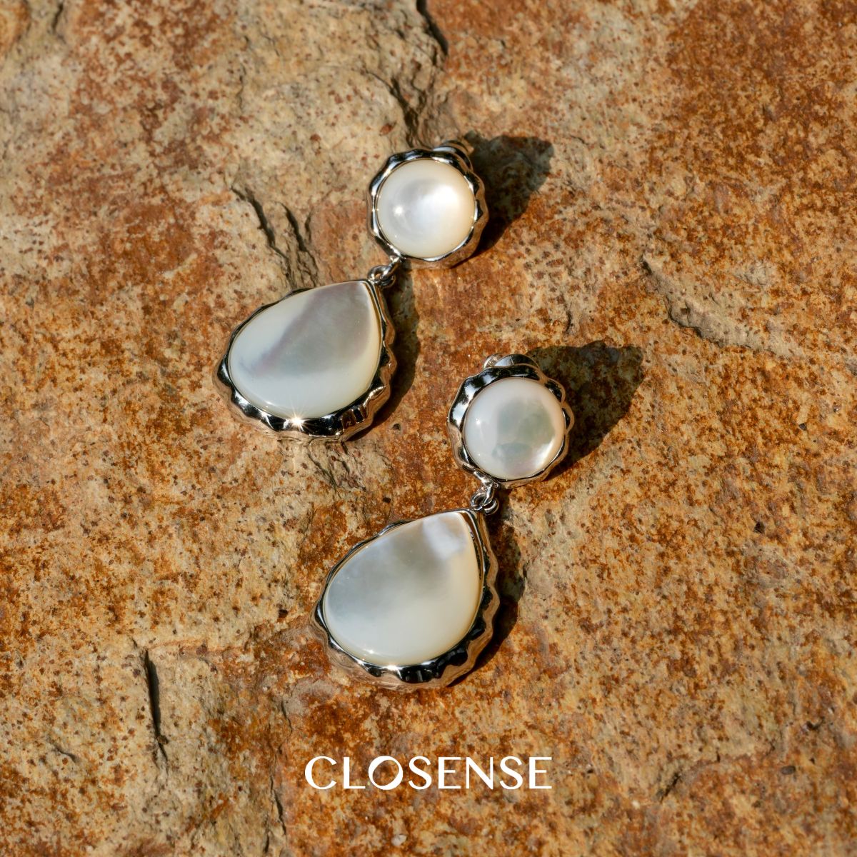 原创天然白蝶贝吊坠耳饰复古轻奢