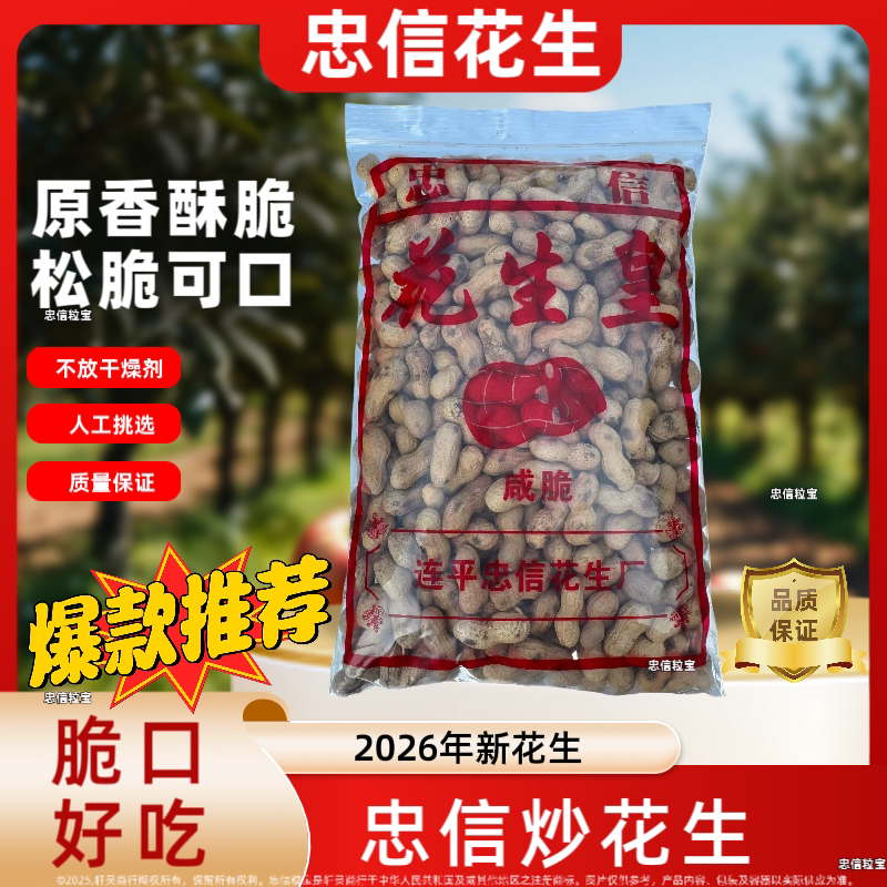 河源客家忠信炒花生带壳酥脆香咸味农家铁锅原味即食