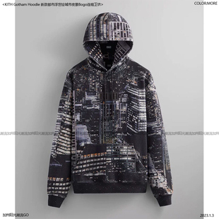 KITH MIDTOWN HOODIE新款纽约城市夜景Bogo刺绣连帽卫衣情侣卫衣