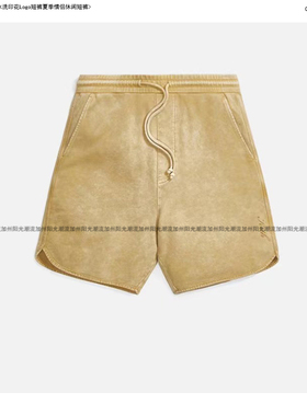Kith Short重工水洗印花Logo短裤夏季宽松质感青春潮流短裤