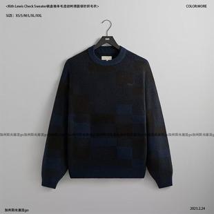 Kith Lewis Check Sweater棋盘格羊毛混纺刺绣圆领针织毛衣