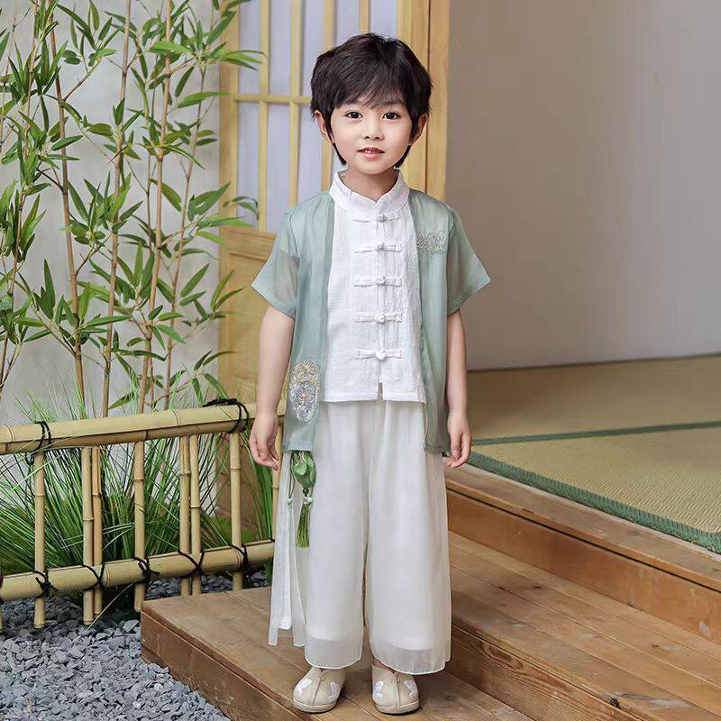 出租男女童汉服古装春秋新中式国风套装唐装幼儿园民族演出服兔毛