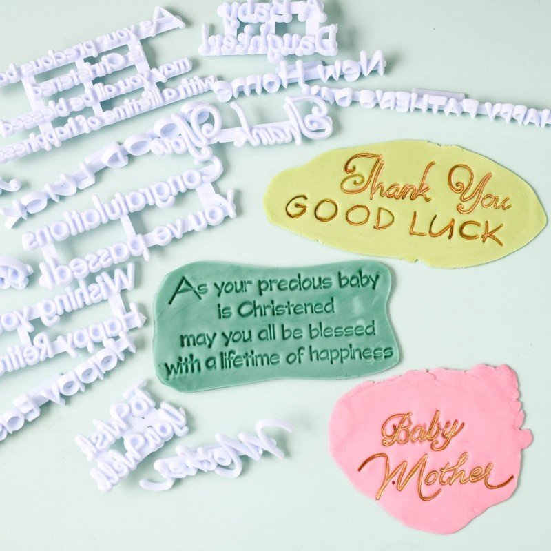 英文祝福语印章字母艺术字印花模具  饼干翻糖蛋糕糖牌塑料模具