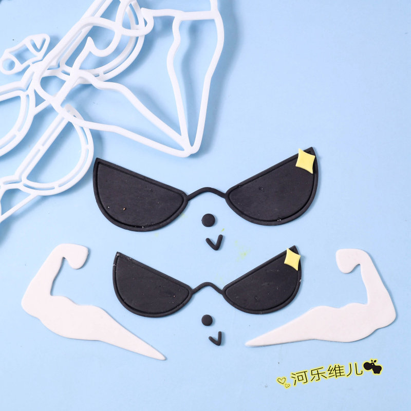 河乐维儿 网红酷狗眼镜切模  墨镜小狗翻糖生日蛋糕烘焙diy模具