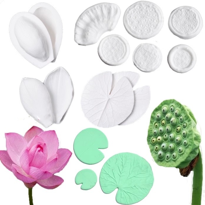 荷花荷叶莲蓬白玉兰叶硅胶模具