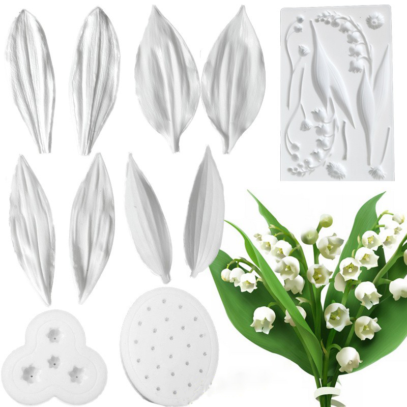 铃兰花叶子翻糖硅胶模具
