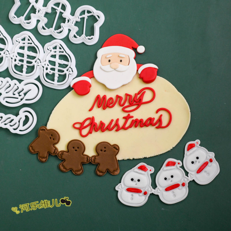 圣诞快乐姜饼人雪人翻糖蛋糕模具