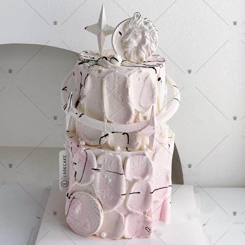 狮子头圆牌  狮子星座翻糖巧克力生日蛋糕烘焙硅胶模具