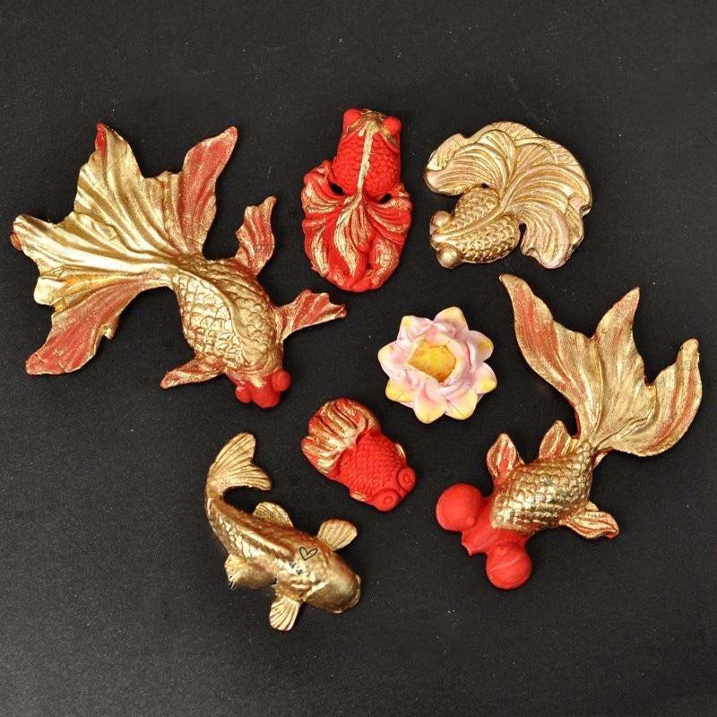 包邮金鱼翻糖硅胶模具 年年有余 中式祝寿金鱼模具鱼硅胶模具