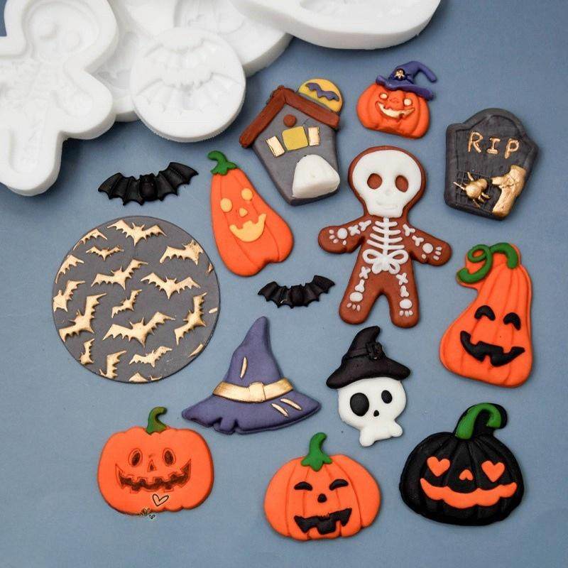 包邮万圣节模具 南瓜幽灵蝙蝠鬼屋翻糖巧克力蛋糕硅胶模具