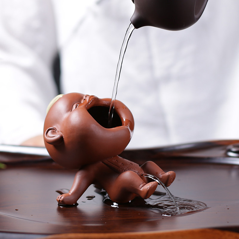 紫砂茶宠摆件精品 可养喷水尿童茶宠摆件