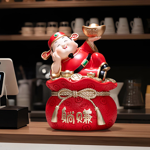 躺赚财神爷创意发财存钱罐摆件店铺开业礼品乔迁送礼客厅装饰