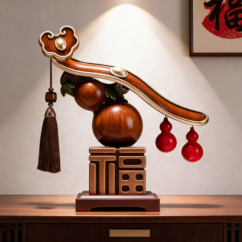 五福禄临门客厅葫芦摆件中古风搬家乔迁礼物家居新房福字新年装饰