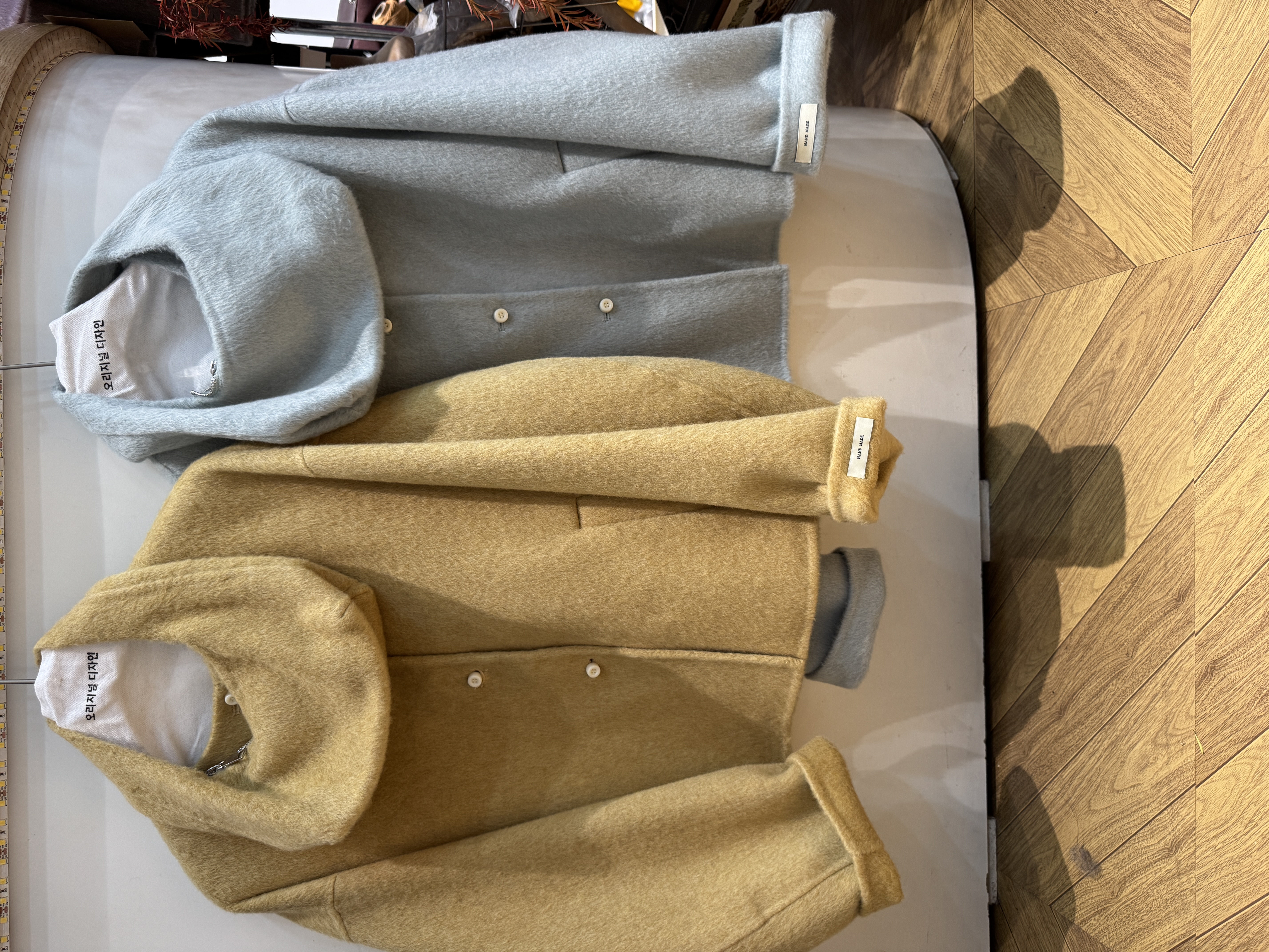 特价清新款2025双面羊毛大衣短款韩版圆领单排扣外套气质带包包女