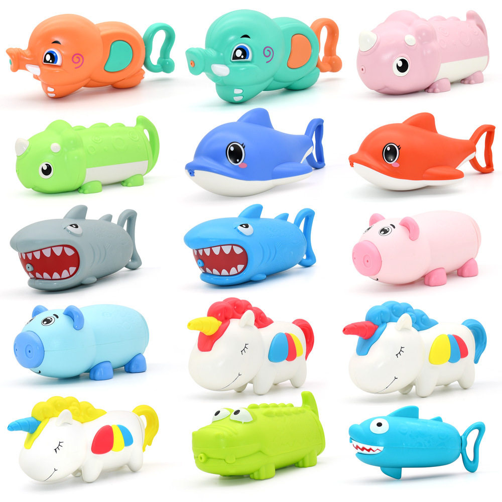 卡通儿童水枪男孩女孩迷你喷水枪幼儿园鲨鱼水炮小号抽拉式玩具