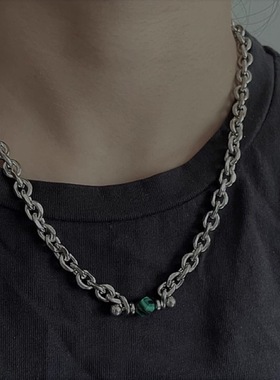 绿色转运珠吊坠项链锁骨链毛衣链