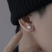 璀璨锆石磁吸耳夹男生高级感痞帅单只无耳洞耳钉男款 小众超闪耳饰