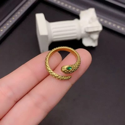 金蛇绿锆石戒指奢钛钢不掉色