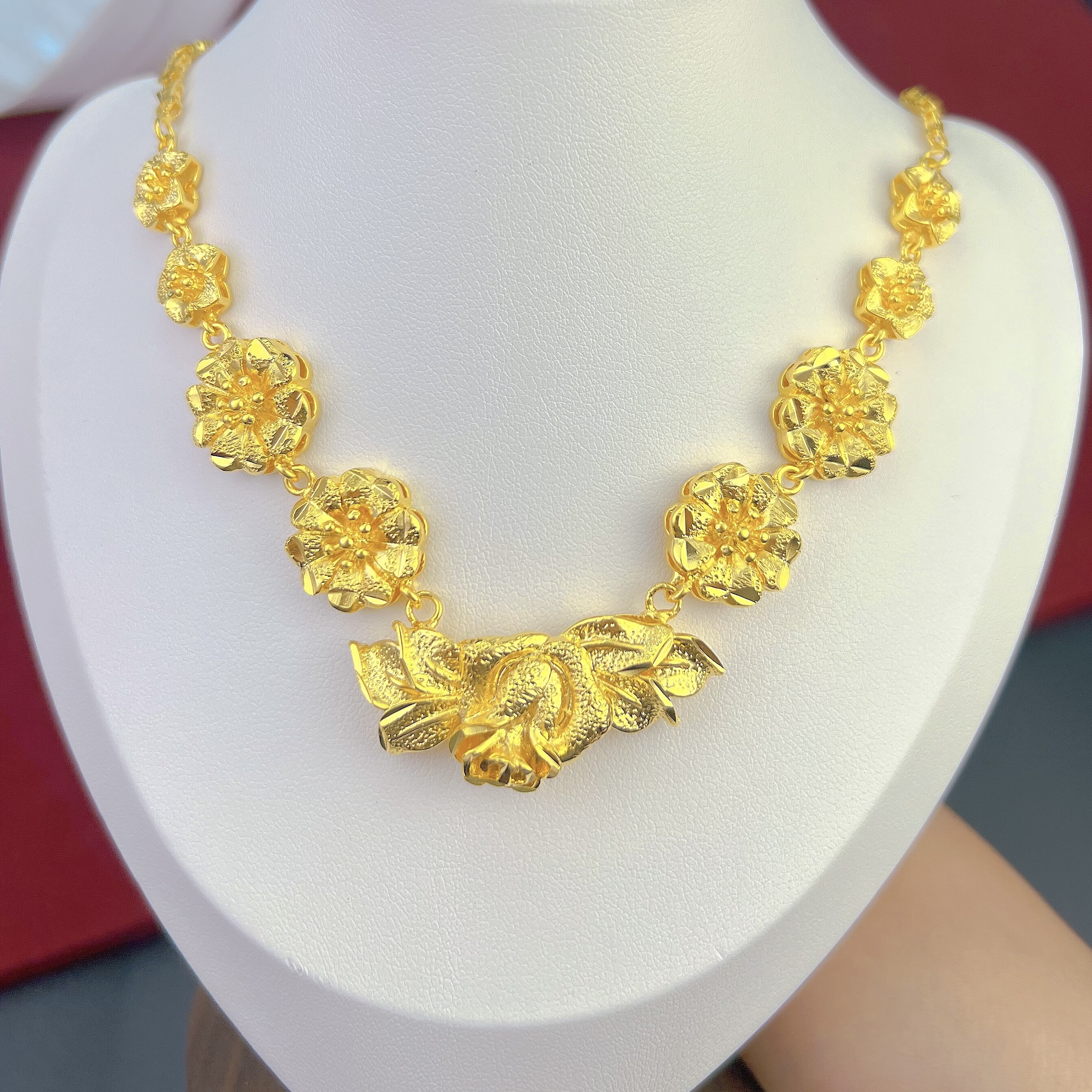 【女士婚庆】结婚中式婚礼道具仿真镀黄金项链女款敬酒服首饰花朵