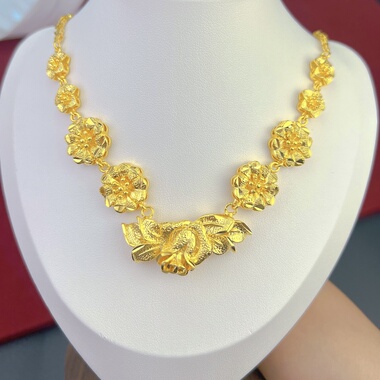 【女士婚庆】结婚中式婚礼道具仿真镀黄金项链女款敬酒服首饰花朵