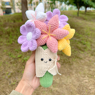 DIY手工钩织jelly手捧花玩偶毛线编织材料包婚礼花束玫瑰花礼物女