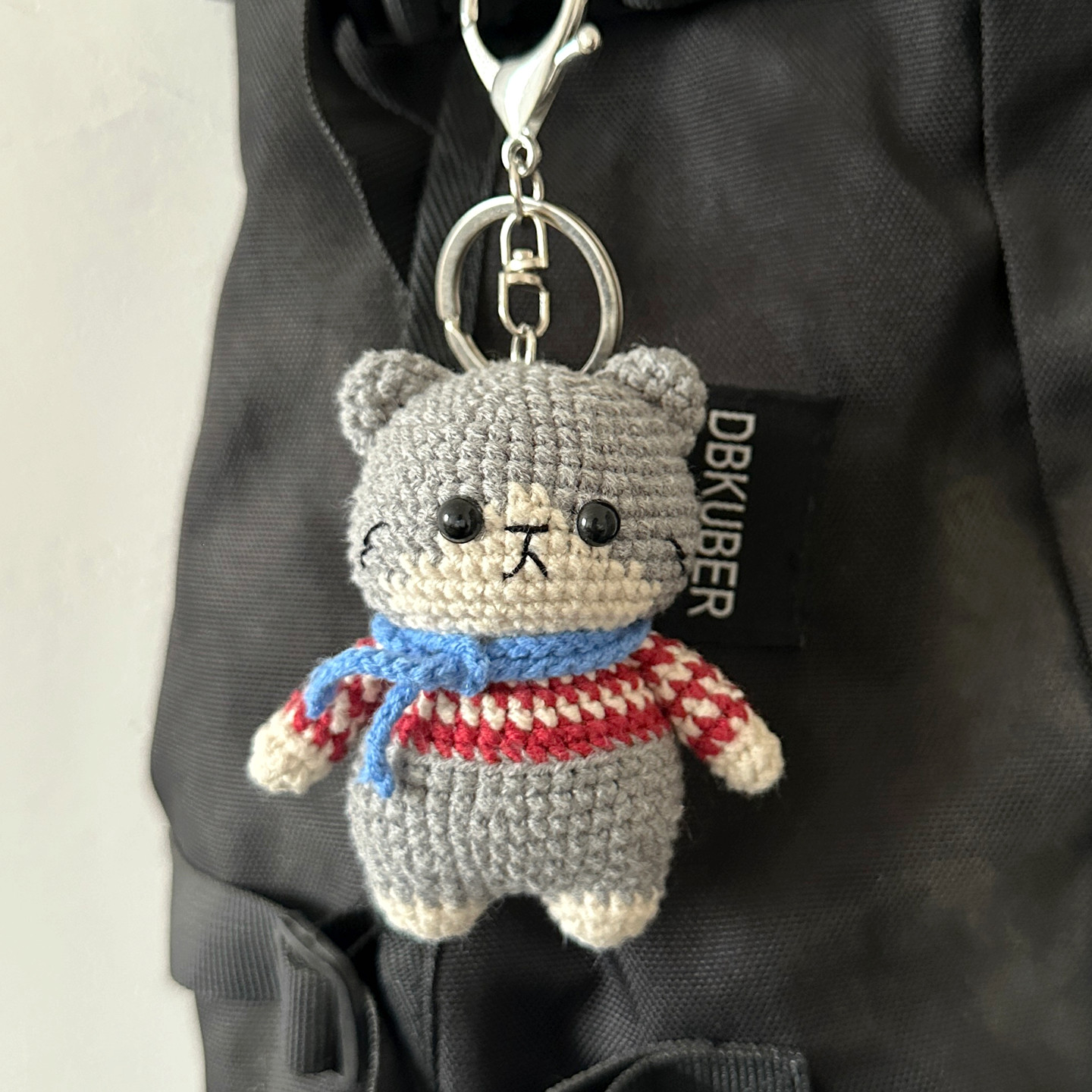 DIY汤圆猫玩偶钩织小猫钥匙扣
