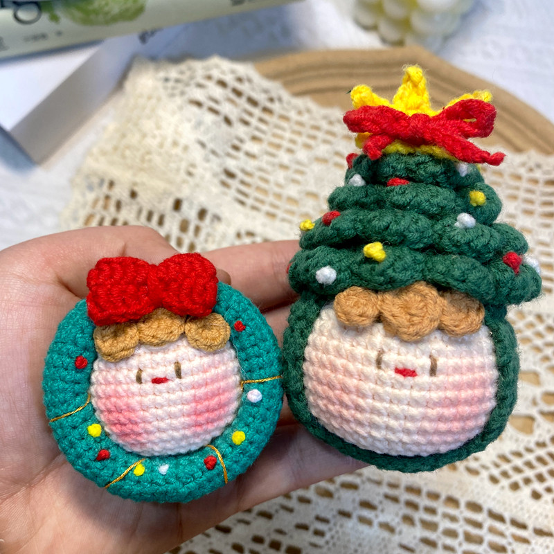 圣诞节礼物diy钩织圣诞团子