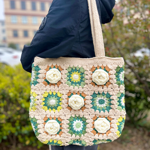 趣钩坊山茶花单肩包DIY钩织材料