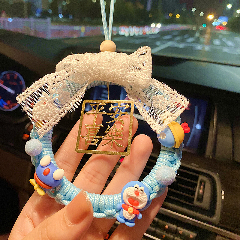 DIY编织哆啦A梦车挂件