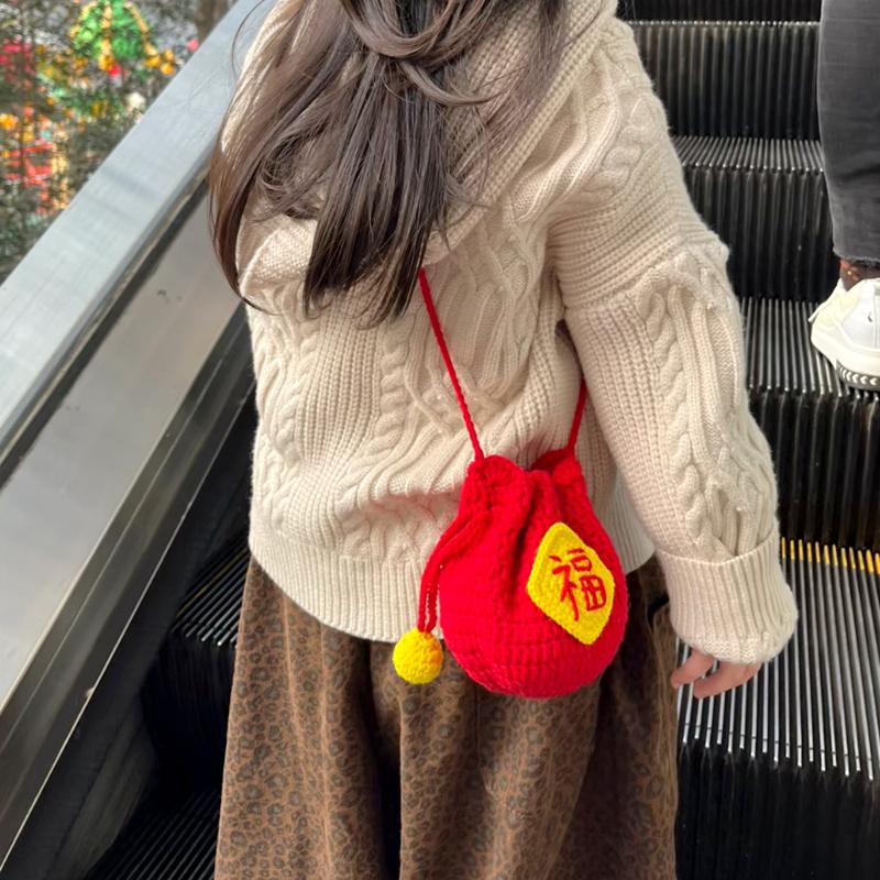 钩织diy手工新年斜挎包毛线