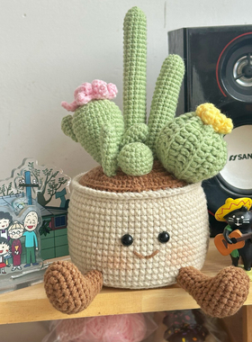 DIY手工仙人掌盆栽钩织jelly玩偶娃娃摆件毛线编织材料包钩针礼物