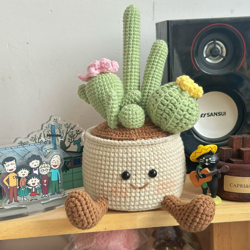 仙人掌盆栽娃娃DIY桌面摆件