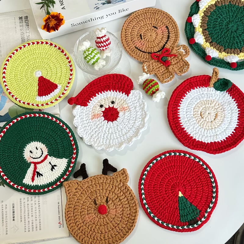 DIY手工圣诞杯垫钩织材料包