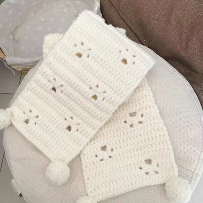 DIY手工钩织猫爪踏雪围巾材料包毛线编织围脖送朋友冬季保暖成品