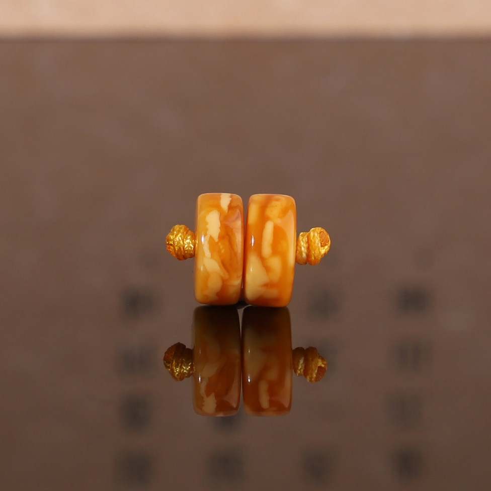 俄料老蜜蜡古董蜜蜡直切隔片对珠 8*3.6mm 精品垫片手链配珠 G4