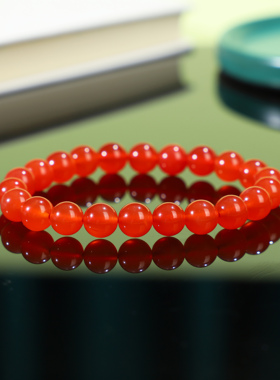 一抹红 高品质南红 保山南红保山冰红手串 满荧光感的珠宝级8.6MM