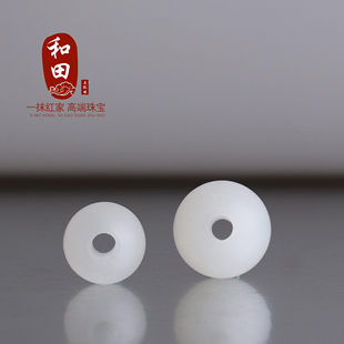 新疆和田白玉散珠大孔珠圆珠配珠玉配饰单珠油润哑光大孔道3mm孔
